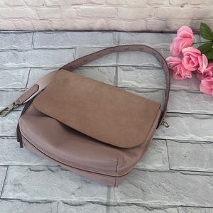 Fossil cow leather purplish-blush pink messenger bag